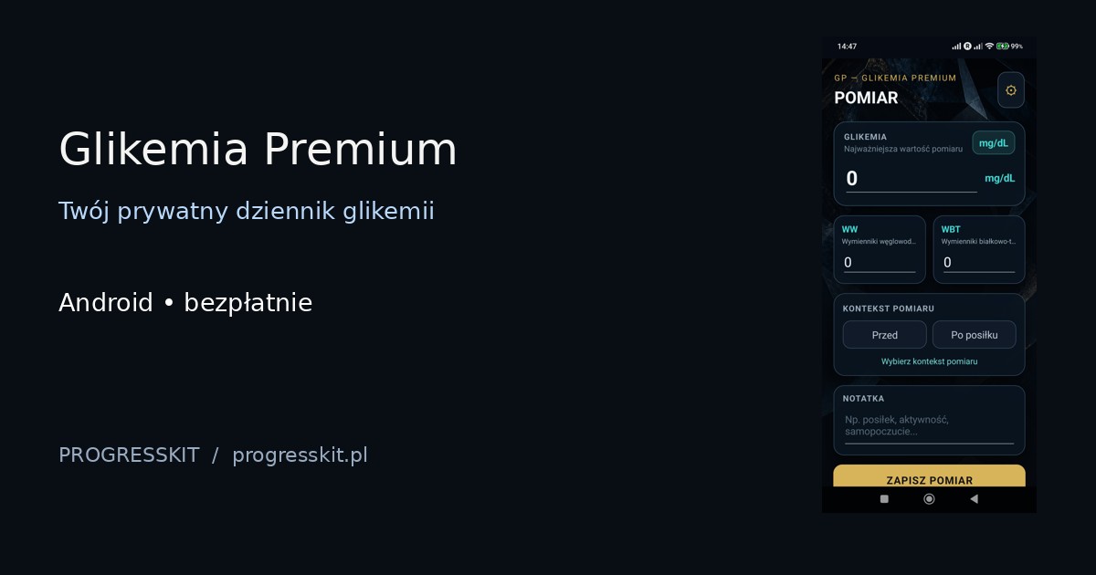Glikemia Premium — pełna prezentacja aplikacji Android