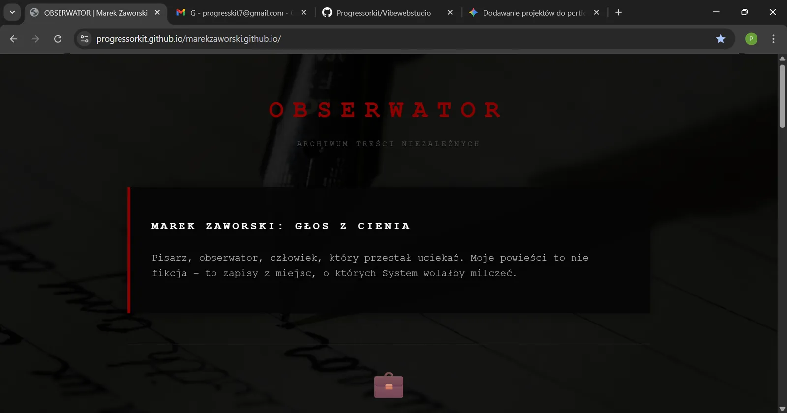 Obserwator — projekt zbudowany wokół anonimowości